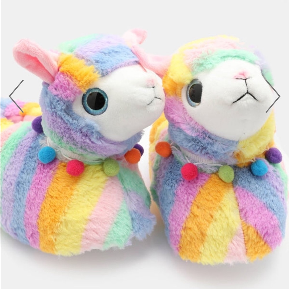 Rainbow Llama Slippers